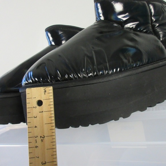 UGG Plush Platform Ankle Boots Women 11 Black Wool Mini Ultra Patent Y2K 942 - Picture 12 of 13